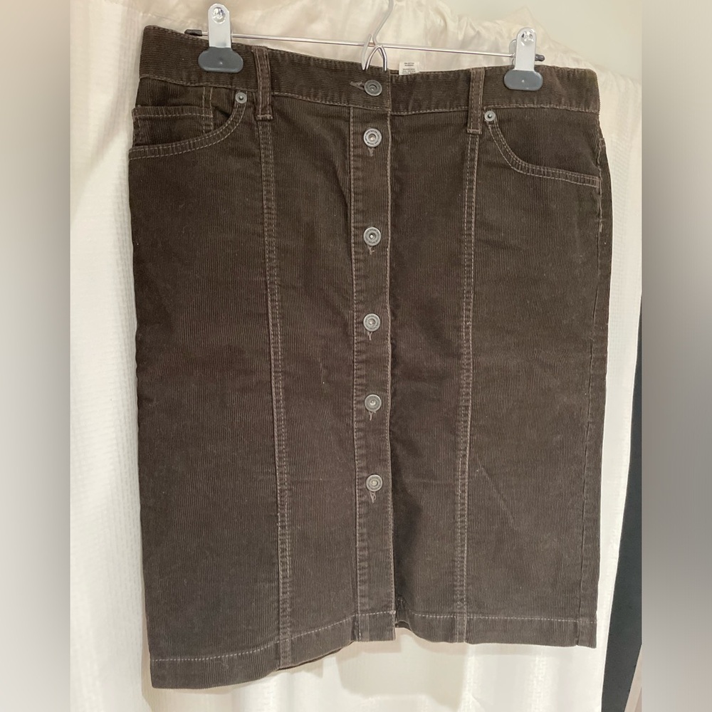 LOFT Dark Brown Corduroy Pencil Skirt